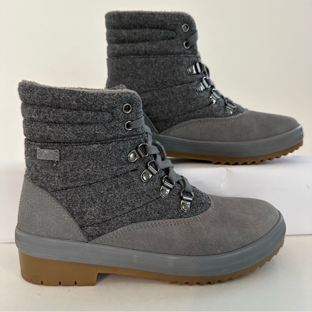 KEDS CAMP SUEDE WOOL WATER-RESISTANT THINSULATE LACE-UP BOOT IN GRAY. Sz7